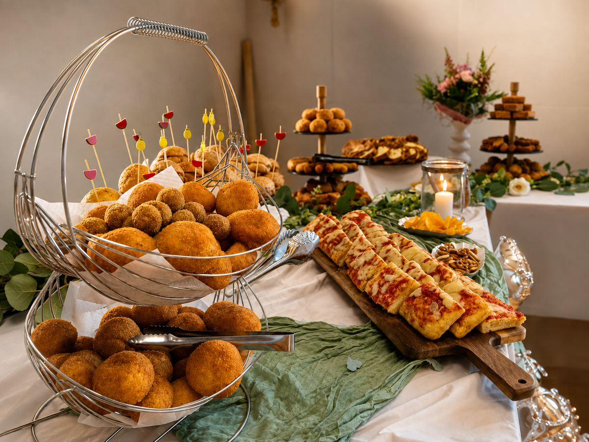 Buffet et bouchées italiennes du service traiteur Tronca
