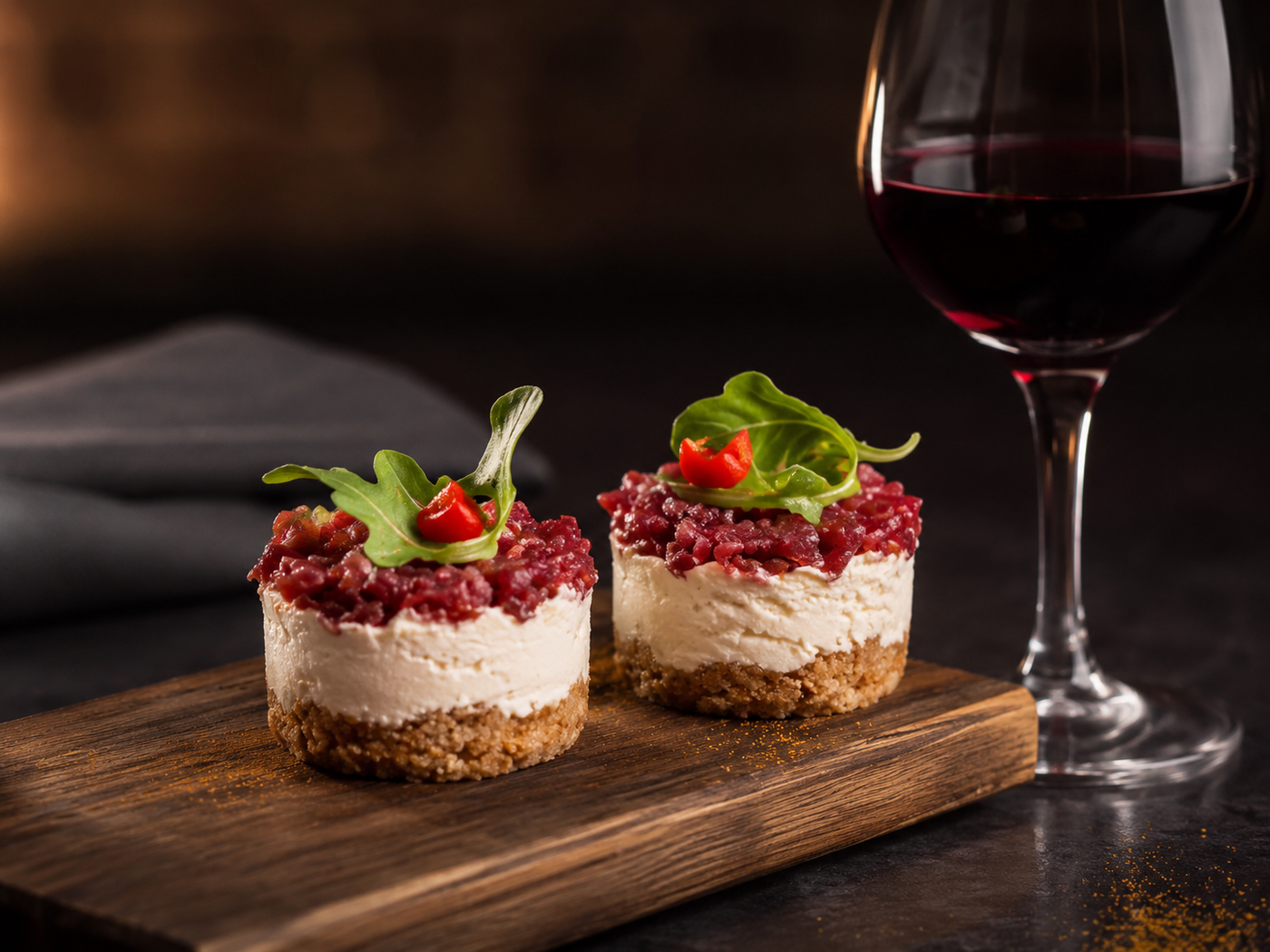 Mini cheesecake salée Tronca au chèvre et bresaola